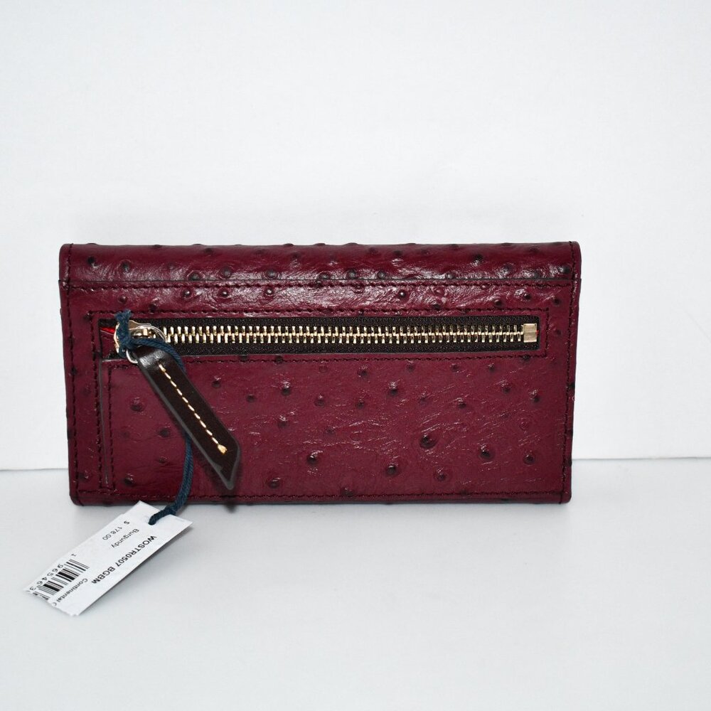 Dooney & Bourke Ostrich Continental Snap Clutch Wallet in Burgundy #WOSTR0507 NW - Picture 5 of 7